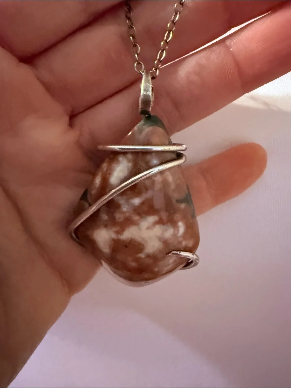 Madagascar Ocean Jasper Red Orbicular Sterling Silver Artisan Pendant Necklace